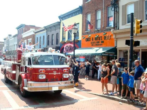 Our friend Dick Clow's Fire truck with local kids riding along to honor the Edmundsons.
