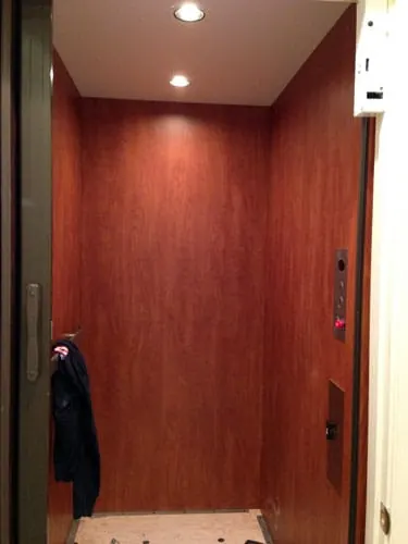 Sgt. Luis's personal elevator just needing a few little adjustments and will be ready to use—so happy to see it almost done