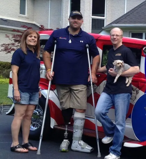Sgt. Mike getting ready for his first ride in the Faces of Valor USA car.