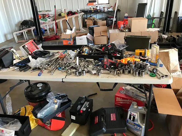 Filling up his new tool box with all the new tools…