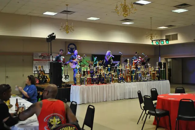 Plenty of Trophies for all & of course the fabulous band, Living the Dream www.Livingthedreamband.com. They are the best and made the event.