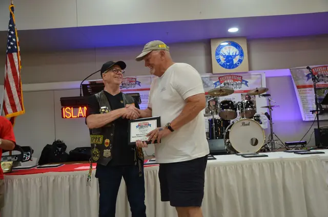 Presenting an award at the picnic