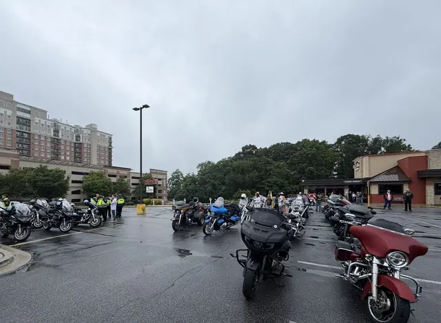 Bikes lined up before the ride